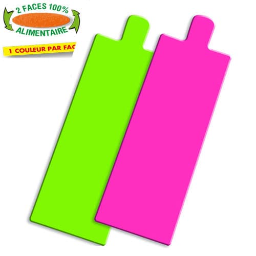 200 RECTANGLES LANGUETTE COULEUR ANIS/FRAMBOISE