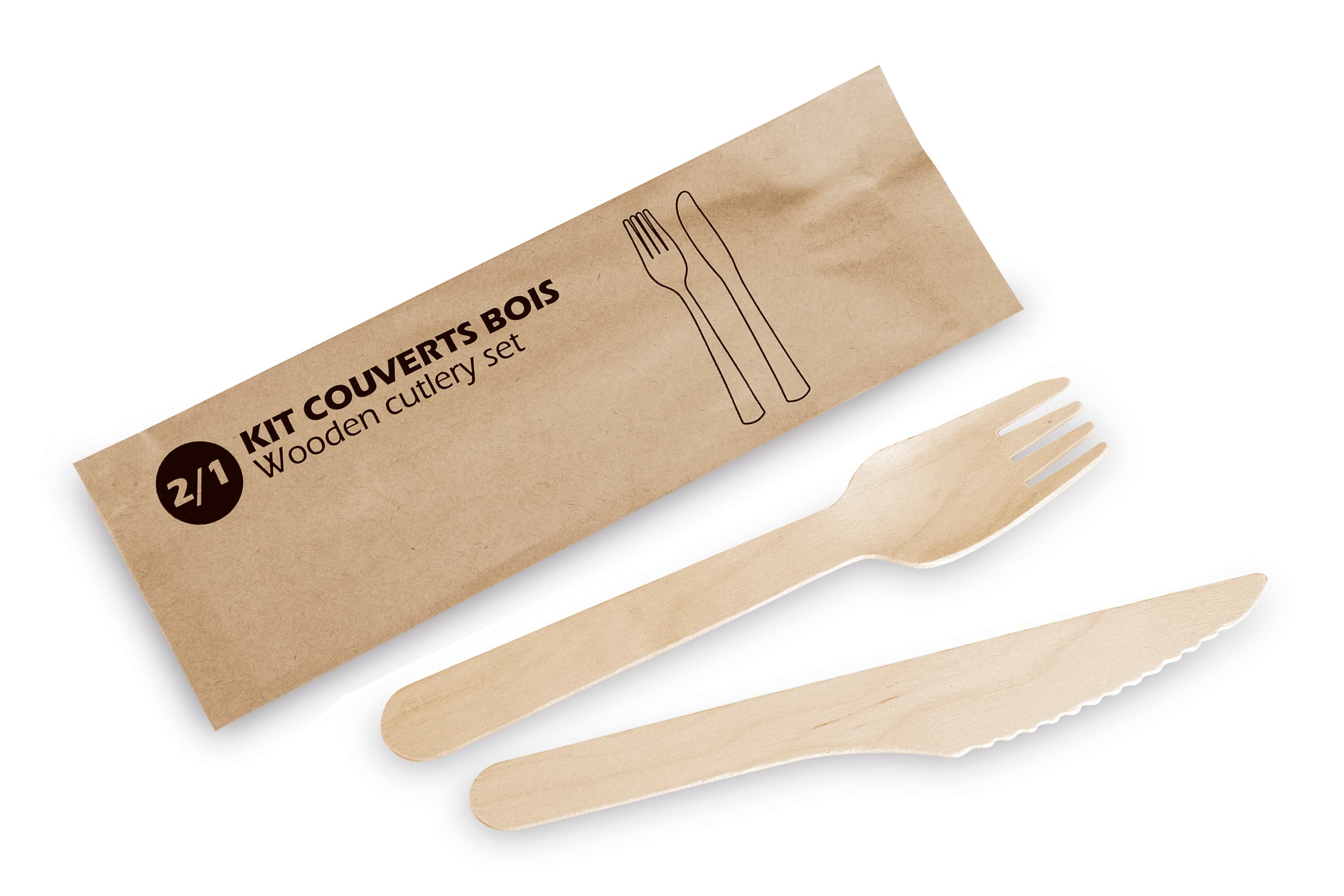 100 POCHETTES DE COUVERTS BOIS - NATURELLEMENT BIODEGRADABLE