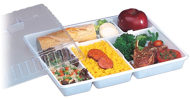 50 PLATEAUX REPAS 5 COMPARTIMENTS OU 50 COUVERCLES PVC CRISTAL TRANSPARENT