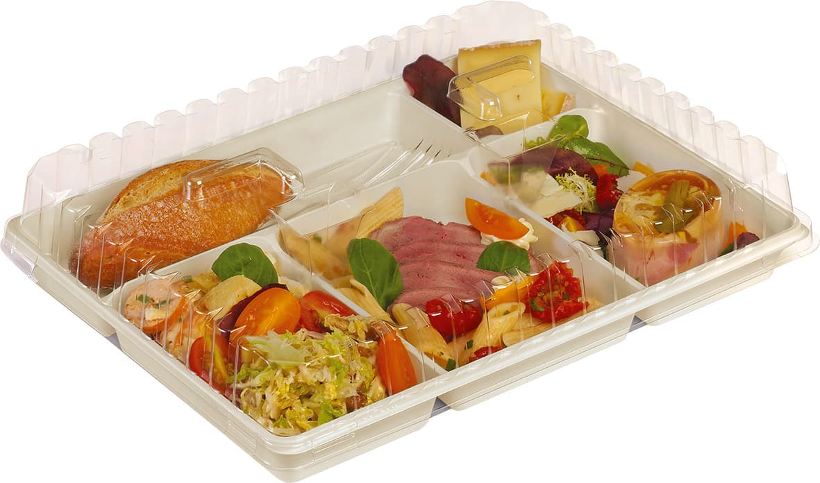 50 PLATEAUX REPAS 5 COMPARTIMENTS OU 50 COUVERCLES CRISTAL
