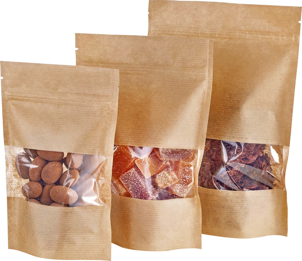 200 SACS STAND UP KRAFT - AVEC FENETRE ET ZIP