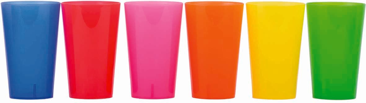LOT DE 6 VERRES POLYPRO - COLORIS ASSORTIS