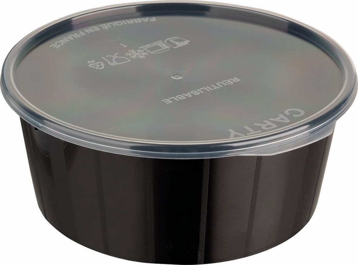 BOITE CARTYBOX RONDE NOIRE AVEC COUVERCLE TRANSPARENT