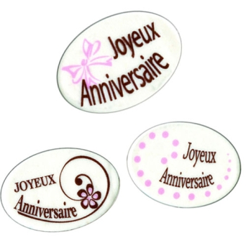 PLAQUETTE  JOYEUX ANNIVERSAIRE OVALE