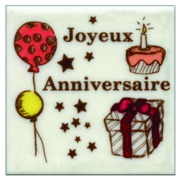 PLAQUETTE  JOYEUX ANNIVERSAIRE CARREE