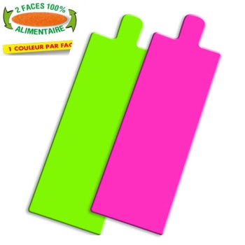 RECTANGLE LANGUETTE COULEUR ANIS/FRAMBOISE