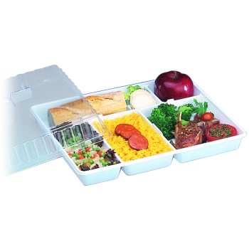 PLATEAUX REPAS 5 COMPARTIMENTS OU COUVERCLES PVC CRISTAL TRANSPARENT