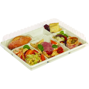 50 PLATEAUX REPAS 5 COMPARTIMENTS OU 50 COUVERCLES CRISTAL