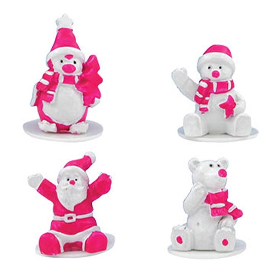 ASSORTIMENT NOEL BLANC FUSCHIA EN RESINE