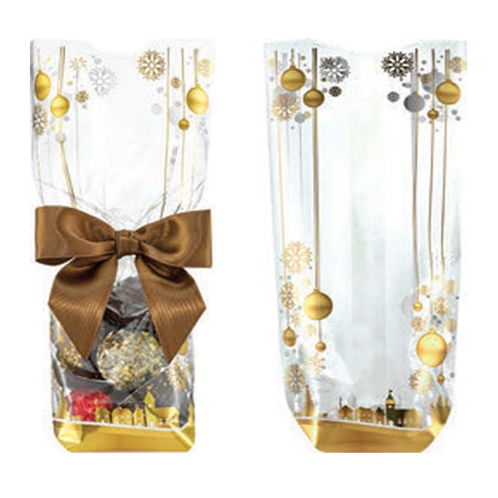100 SACS FOND CARTON ''BOULES ET FLOCONS METALLISES''