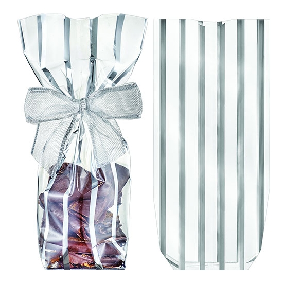 100 SACS FOND CARTON BANDELETTES ARGENT