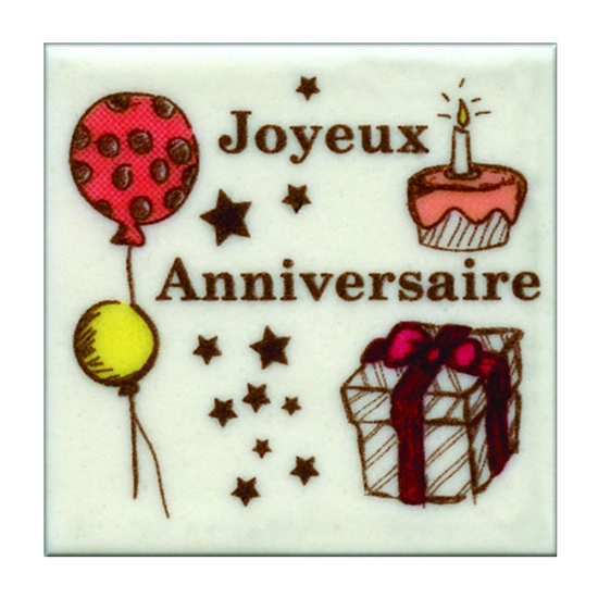 PLAQUETTE  JOYEUX ANNIVERSAIRE CARREE