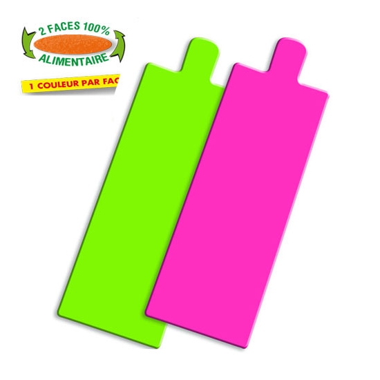 200 RECTANGLES LANGUETTE COULEUR ANIS/FRAMBOISE